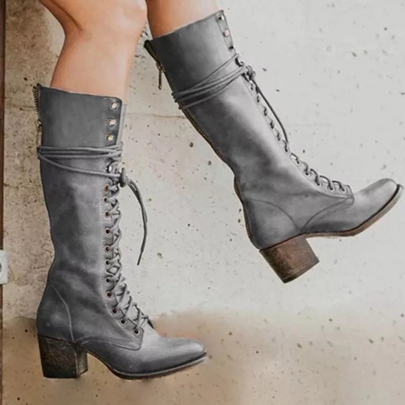 Women’s Knee High Boots With Lace - Up Front | Western - Mason Luxor
