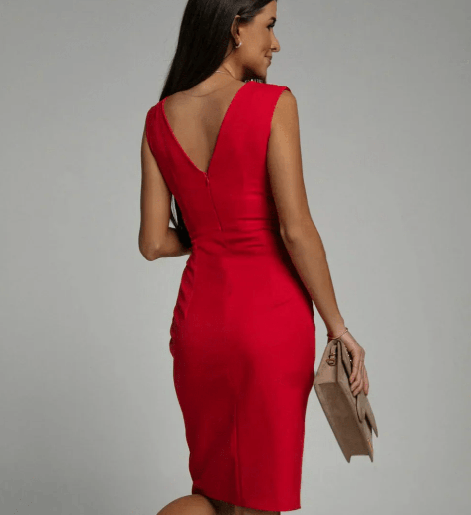 Women’s Red Prom Dresses With Pleated Bodice | Formal - Mason Luxor