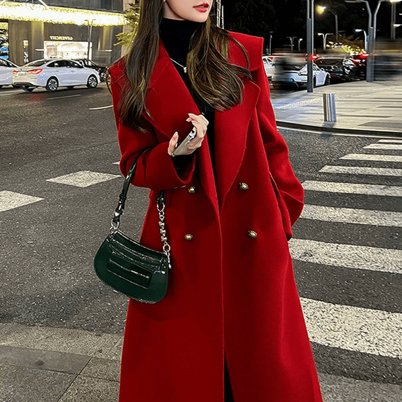Women’s Red Trench Coat With Double Buttons | Winter - Mason Luxor