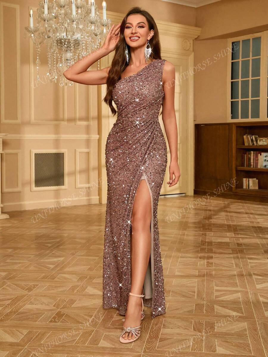 Women’s Side Slit Sequin Maxi Dress for Christmas Party | Evening - Mason Luxor