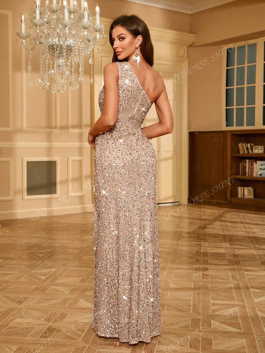 Women’s Side Slit Sequin Maxi Dress for Christmas Party | Evening - Mason Luxor