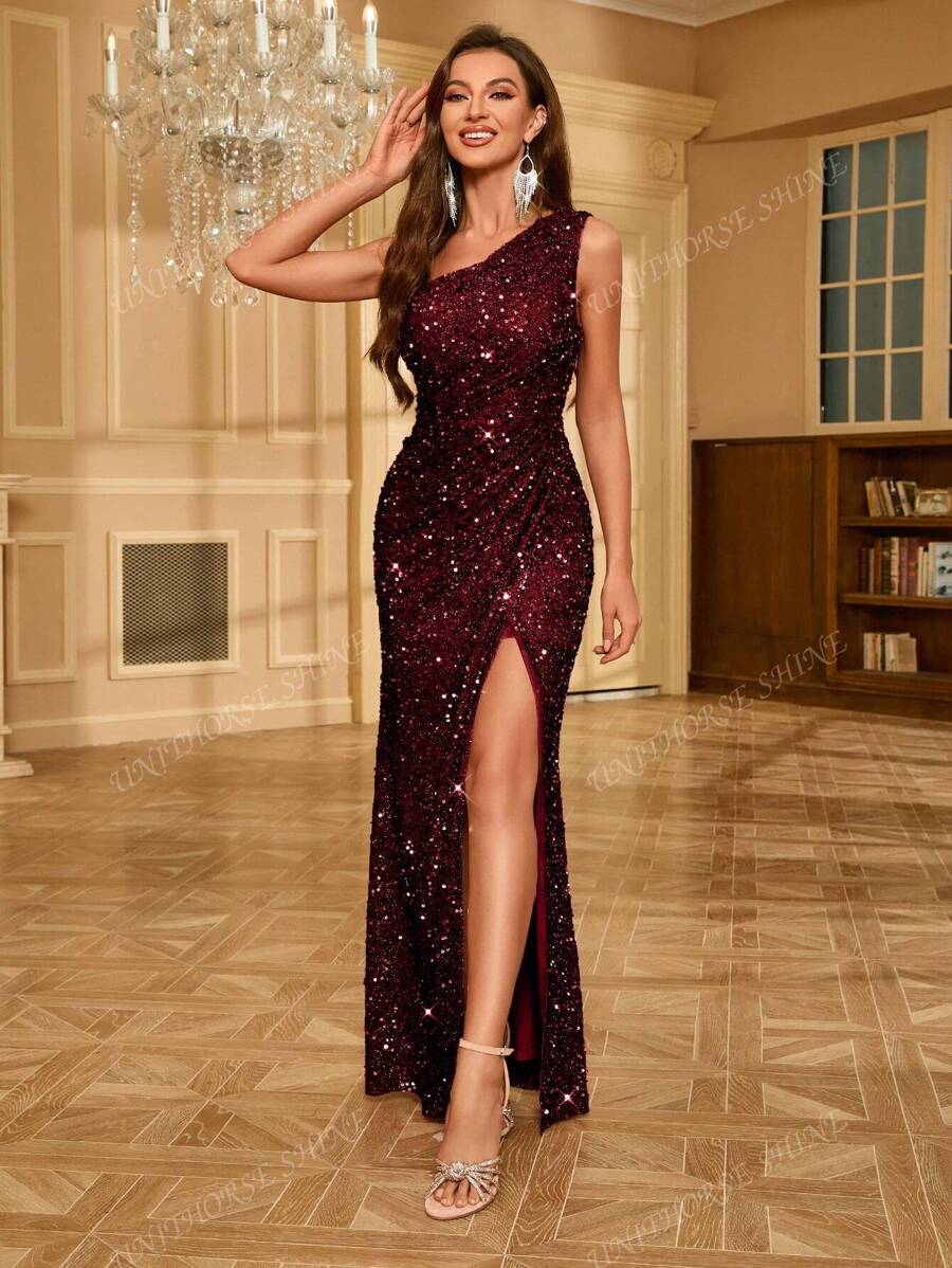 Women’s Side Slit Sequin Maxi Dress for Christmas Party | Evening - Mason Luxor