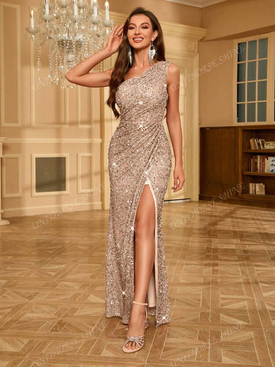 Women’s Side Slit Sequin Maxi Dress for Christmas Party | Evening - Mason Luxor