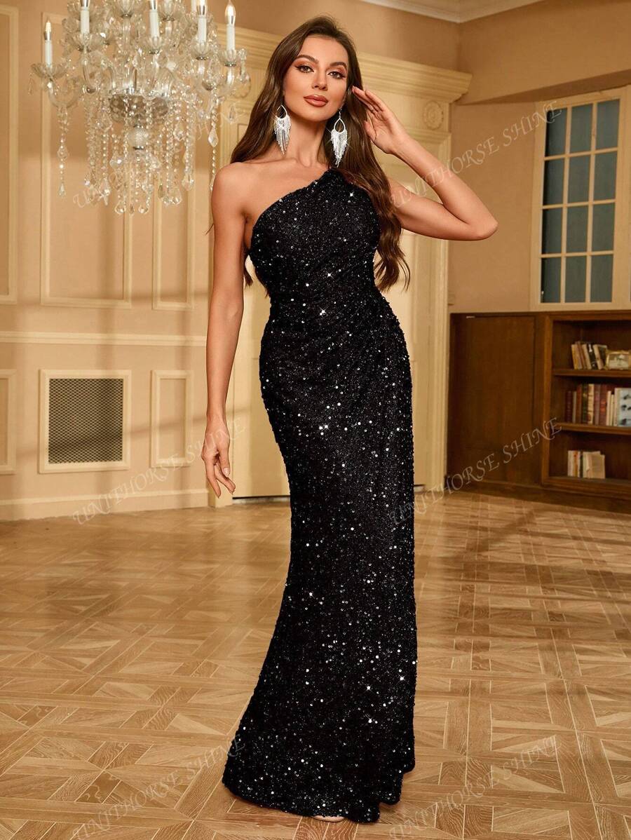 Women’s Side Slit Sequin Maxi Dress for Christmas Party | Evening - Mason Luxor