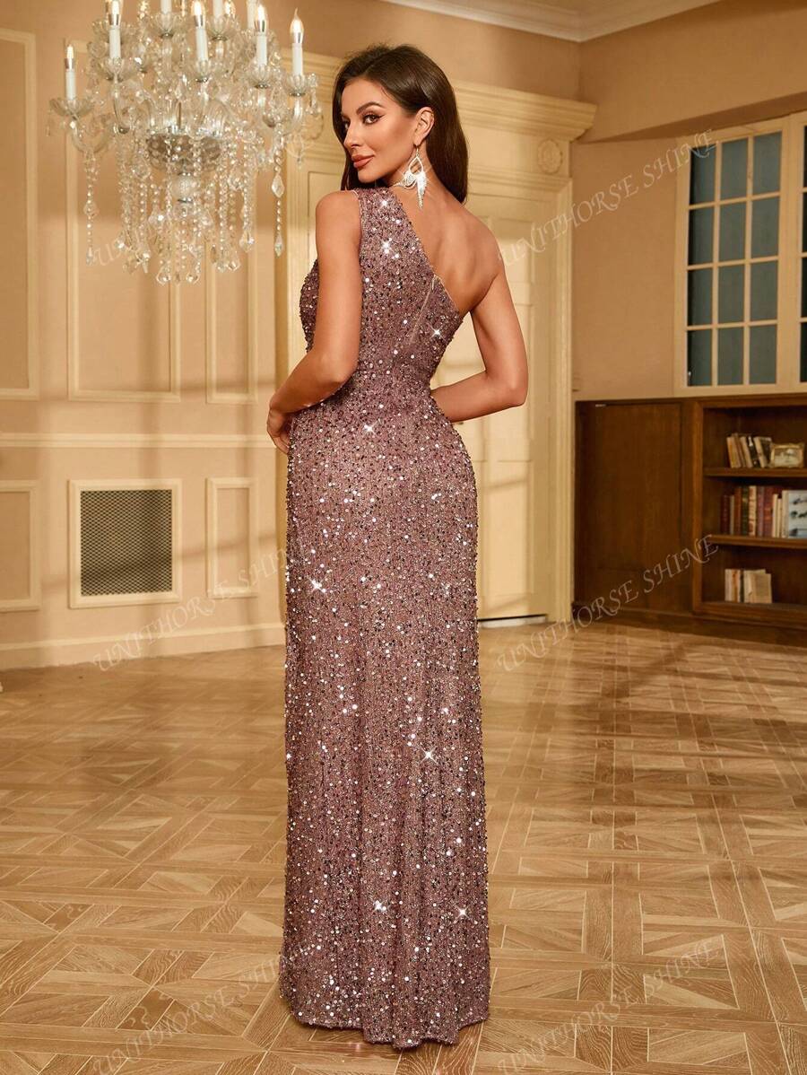 Women’s Side Slit Sequin Maxi Dress for Christmas Party | Evening - Mason Luxor