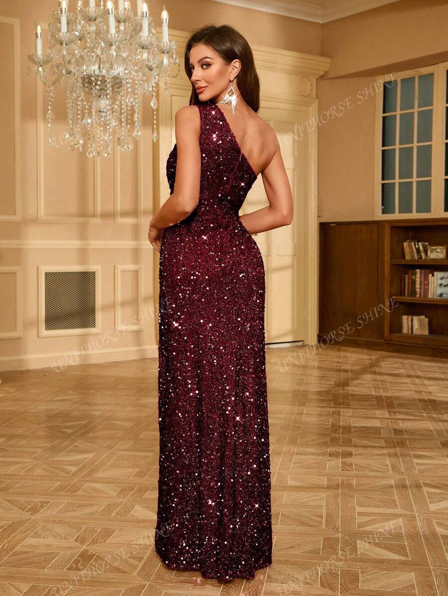 Women’s Side Slit Sequin Maxi Dress for Christmas Party | Evening - Mason Luxor
