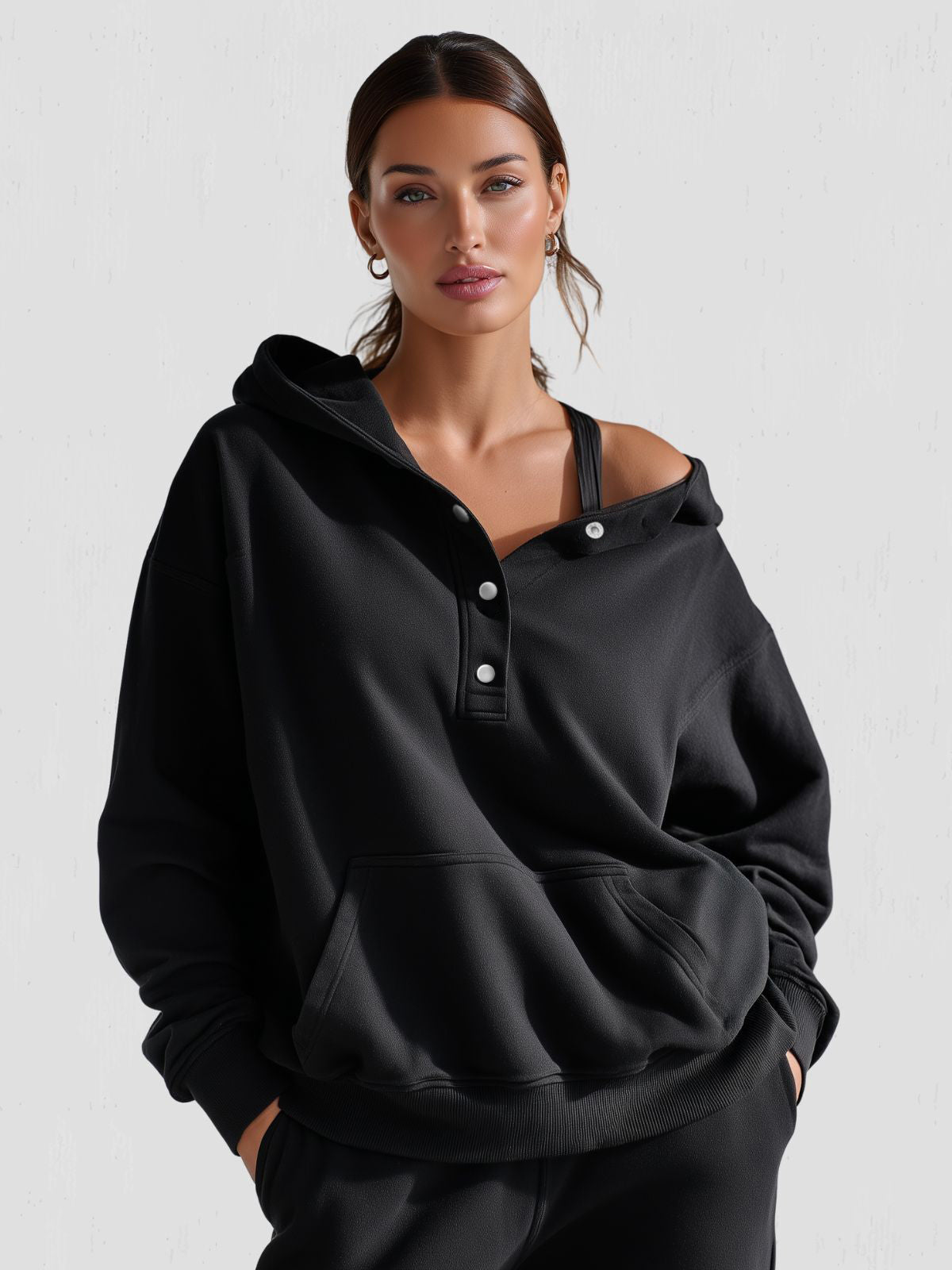 Women’s Snap Button Oversized Hoodies | Casual - Mason Luxor