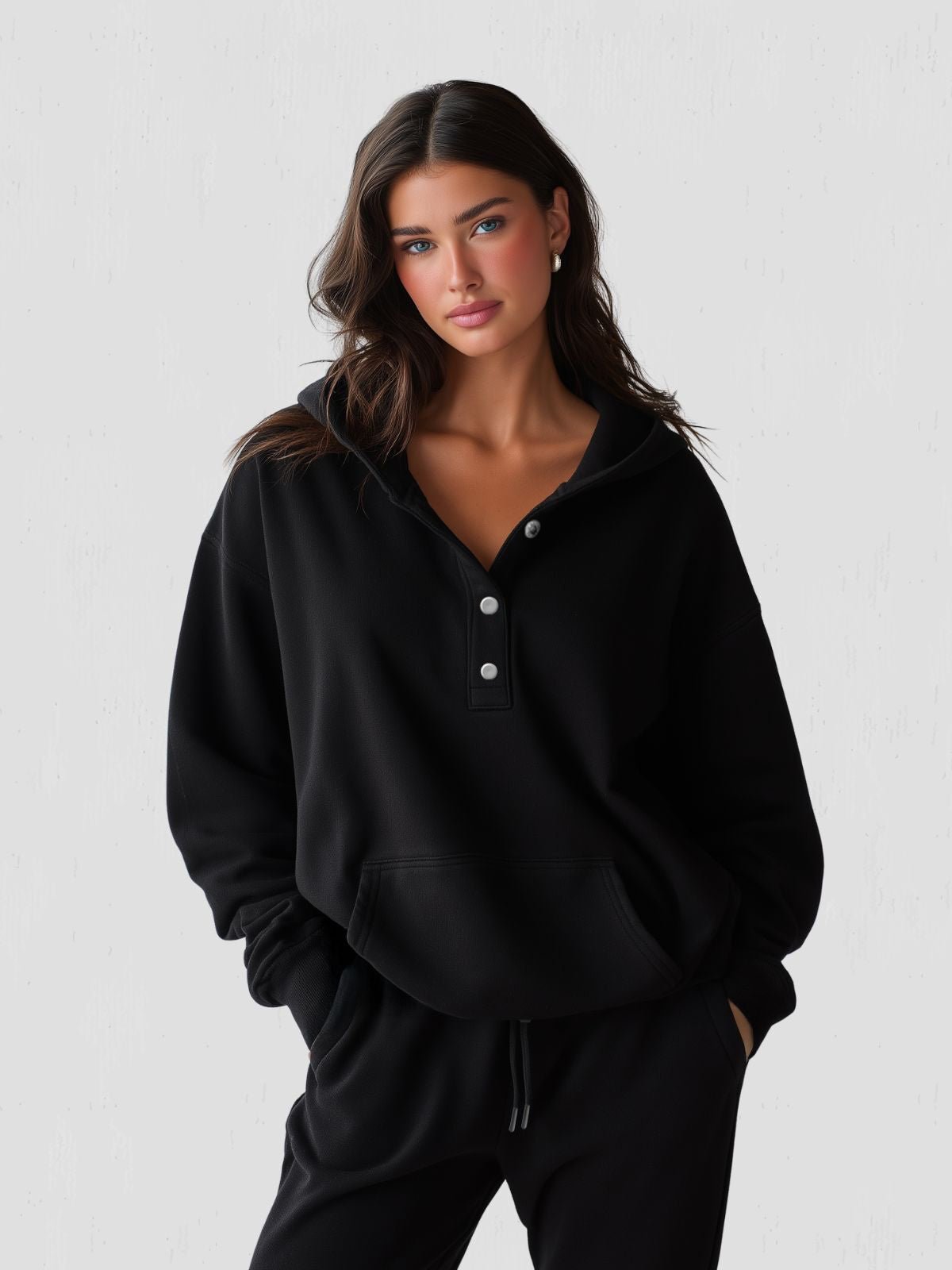 Women’s Snap Button Oversized Hoodies | Casual - Mason Luxor