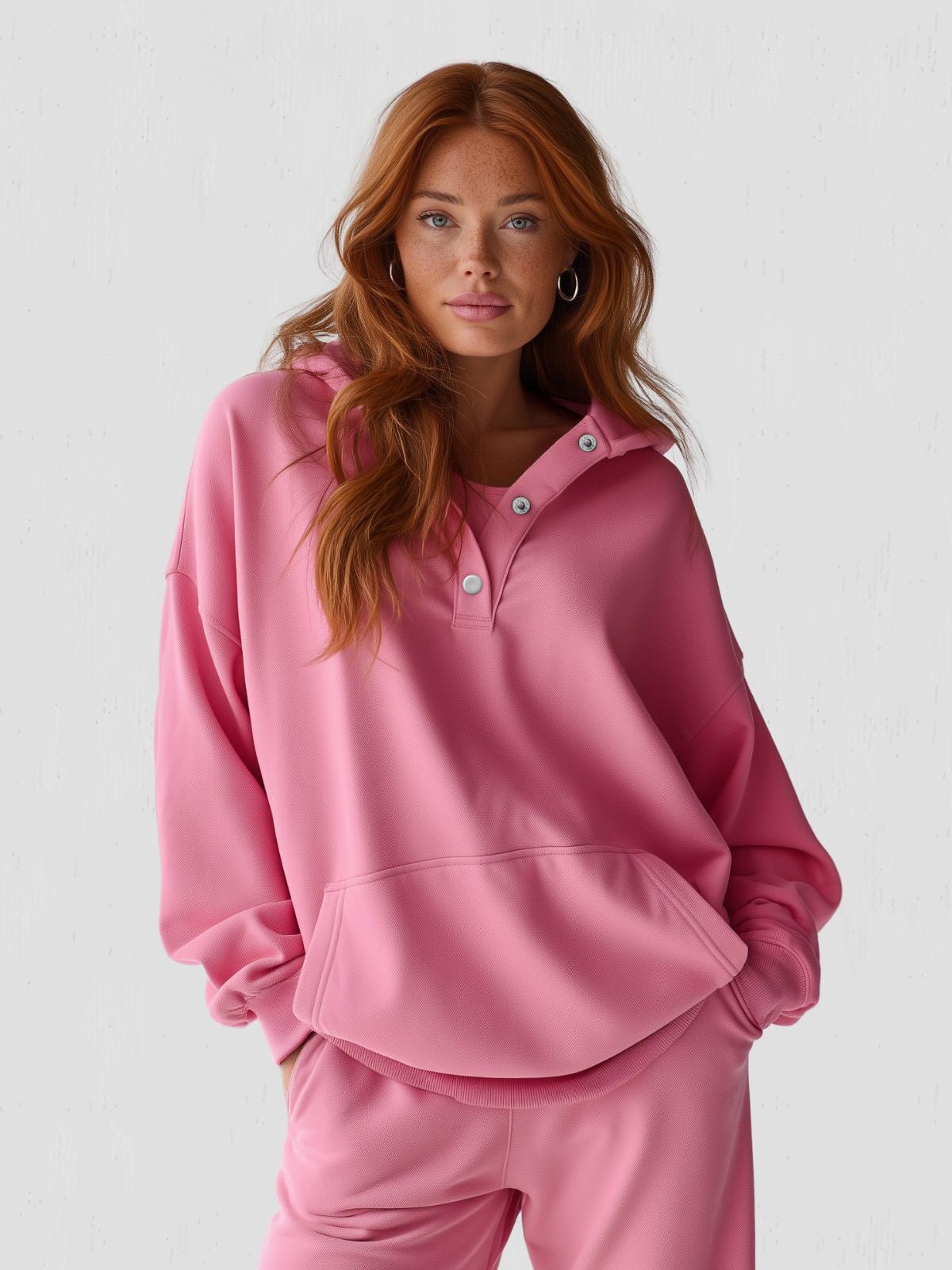 Women’s Snap Button Oversized Hoodies | Casual - Mason Luxor