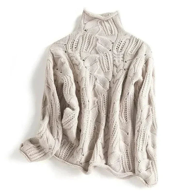 Women’s Sweater With Cable Knit Pattern | Turtleneck - Mason Luxor
