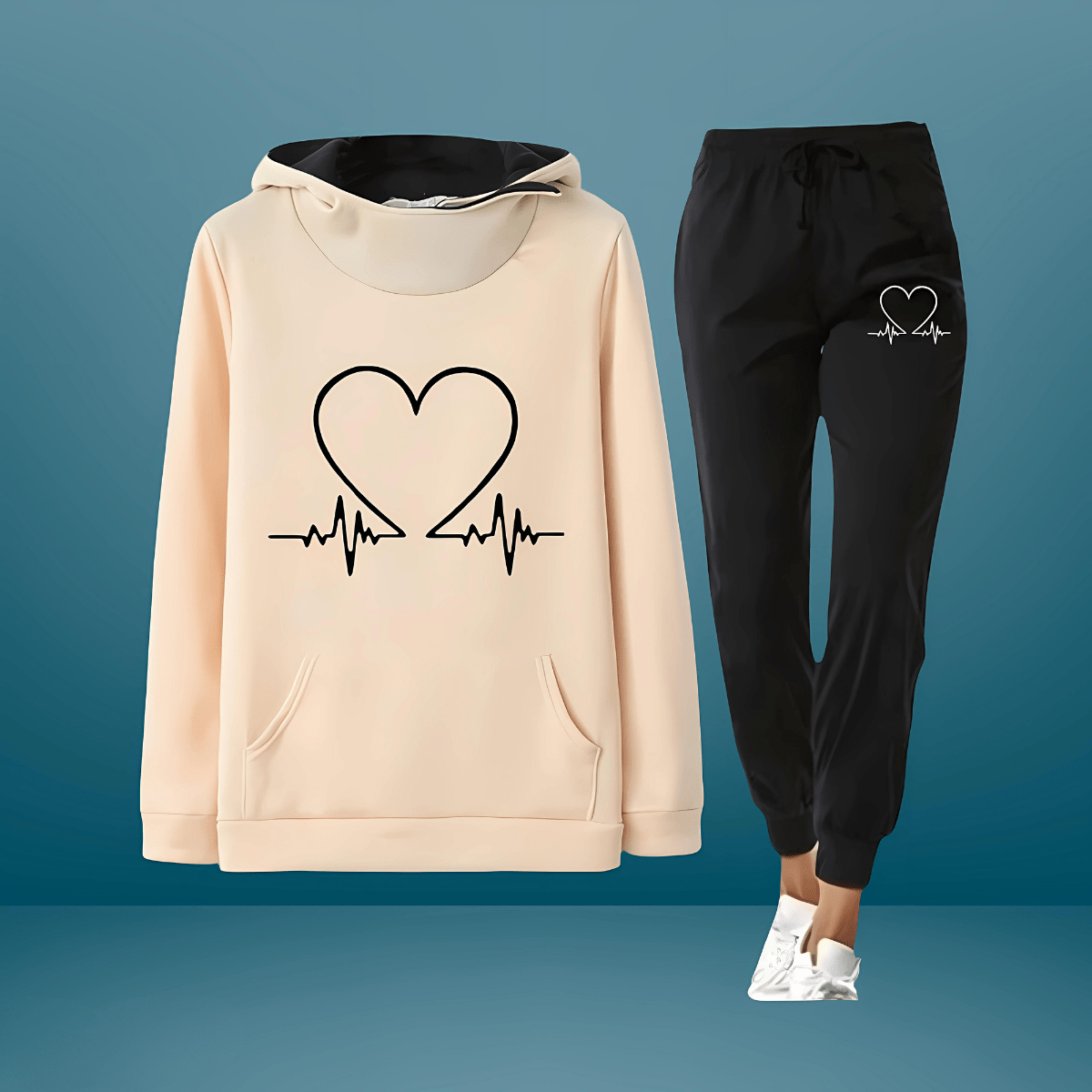 Women’s Tracksuits With Heart Print | Set - Mason Luxor