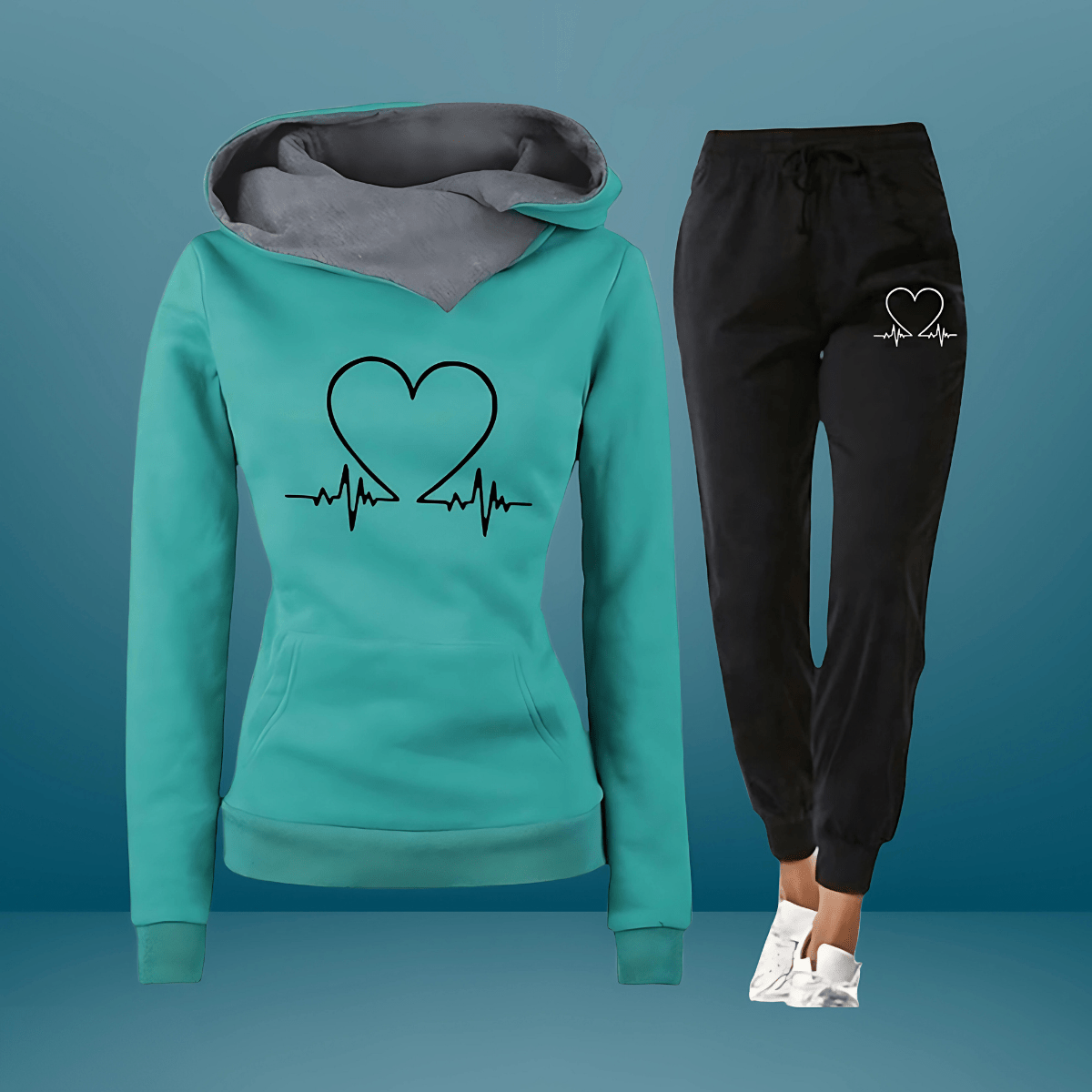 Women’s Tracksuits With Heart Print | Set - Mason Luxor