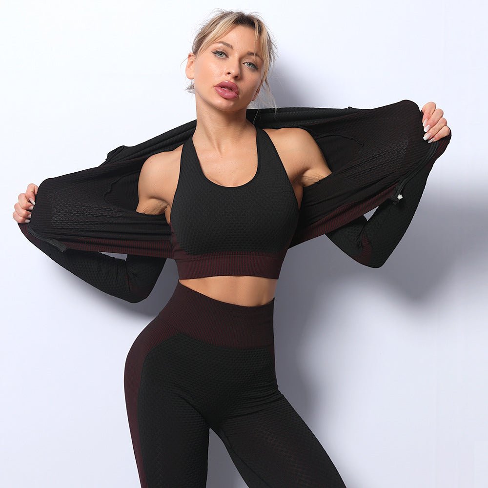Women’s Tracksuits With Zip Crop Top | 3 Piece Set - Mason Luxor