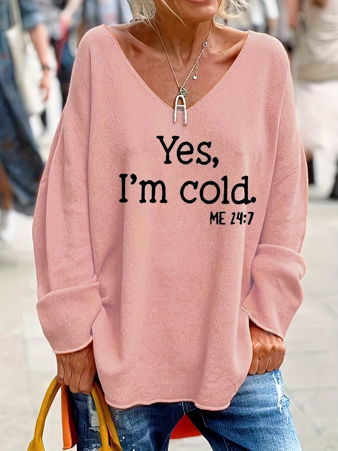 Women’s V Neck Jumpers With Text Print | Winter - Mason Luxor