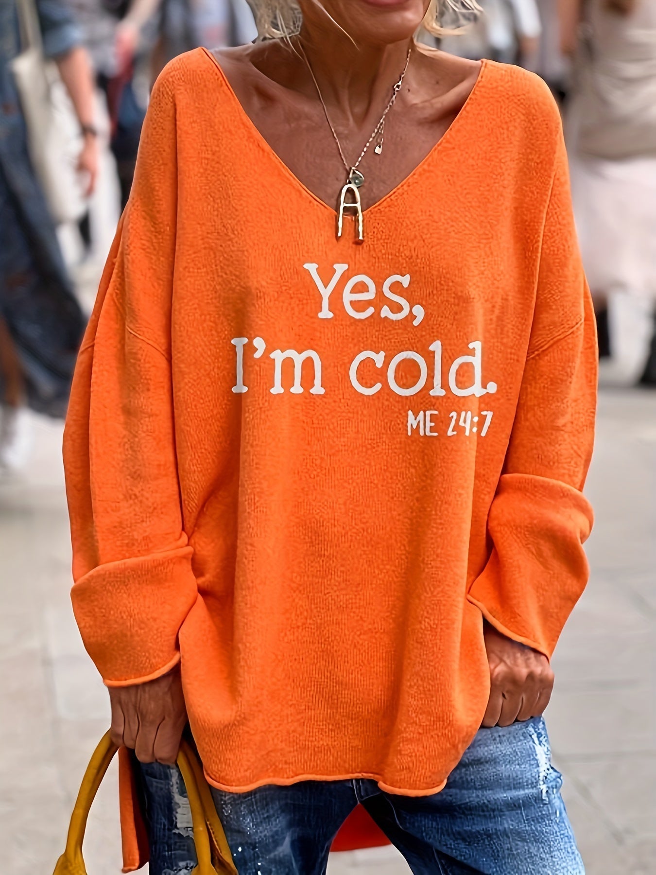 Women’s V Neck Jumpers With Text Print | Winter - Mason Luxor