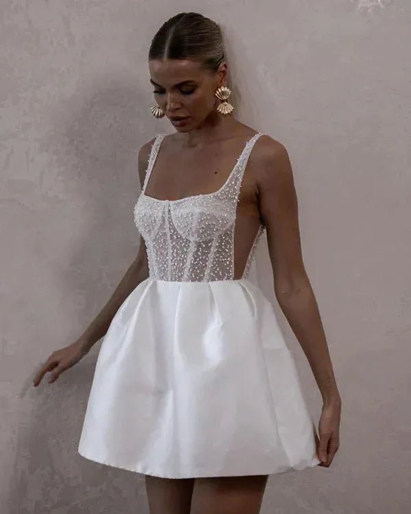 Women’s Wedding Dresses With Beaded Corset | White - Mason Luxor