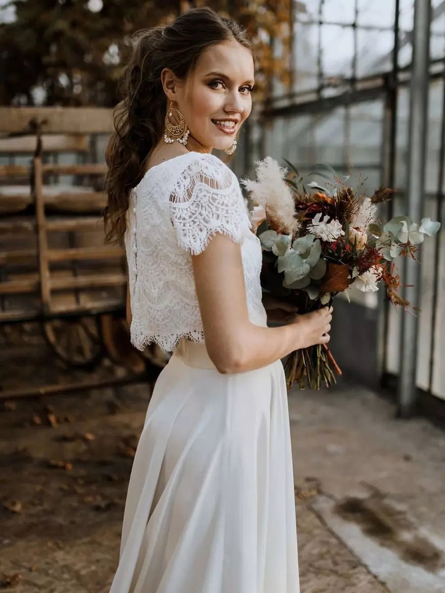 Women’s Wedding Dresses With Lace Crop Top | White - Mason Luxor