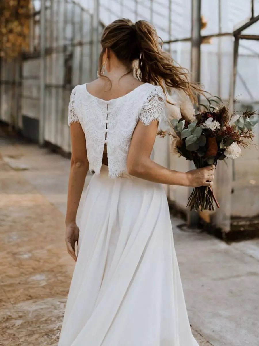 Women’s Wedding Dresses With Lace Crop Top | White - Mason Luxor