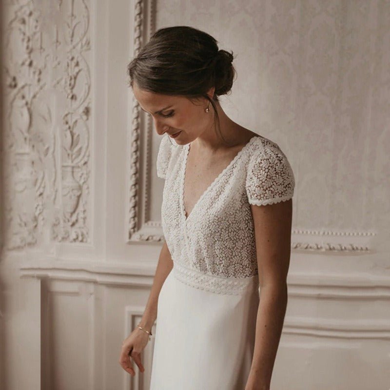 Women’s Wedding Dresses With Short Sleeves | White - Mason Luxor