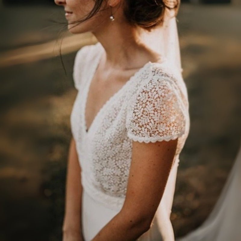 Women’s Wedding Dresses With Short Sleeves | White - Mason Luxor