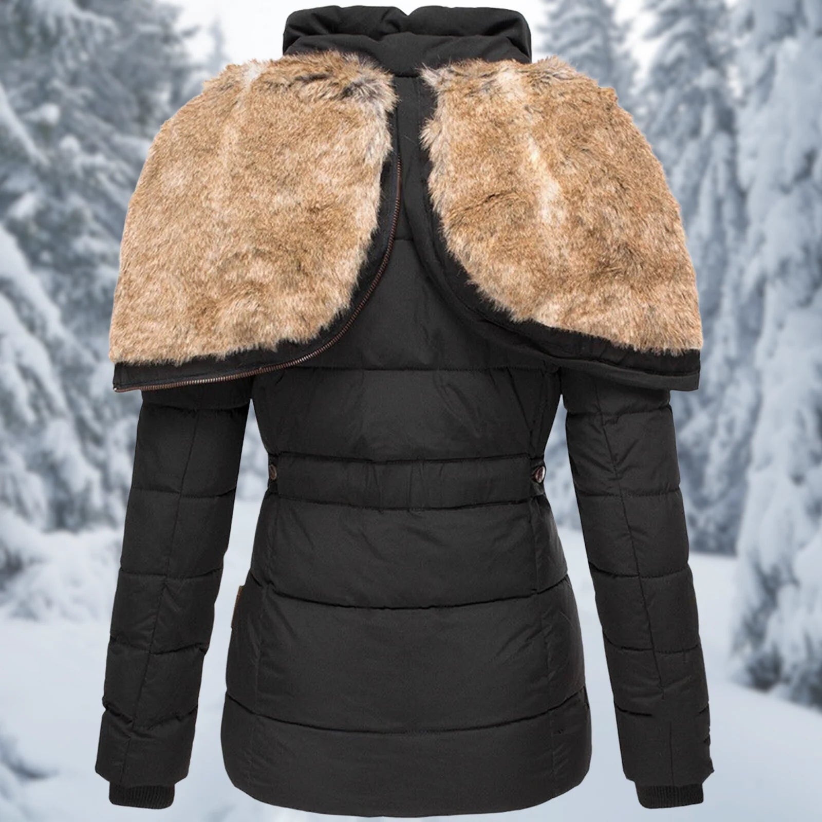 Women’s Winter Jacket With Faux Fur Hood | Quilted - Mason Luxor