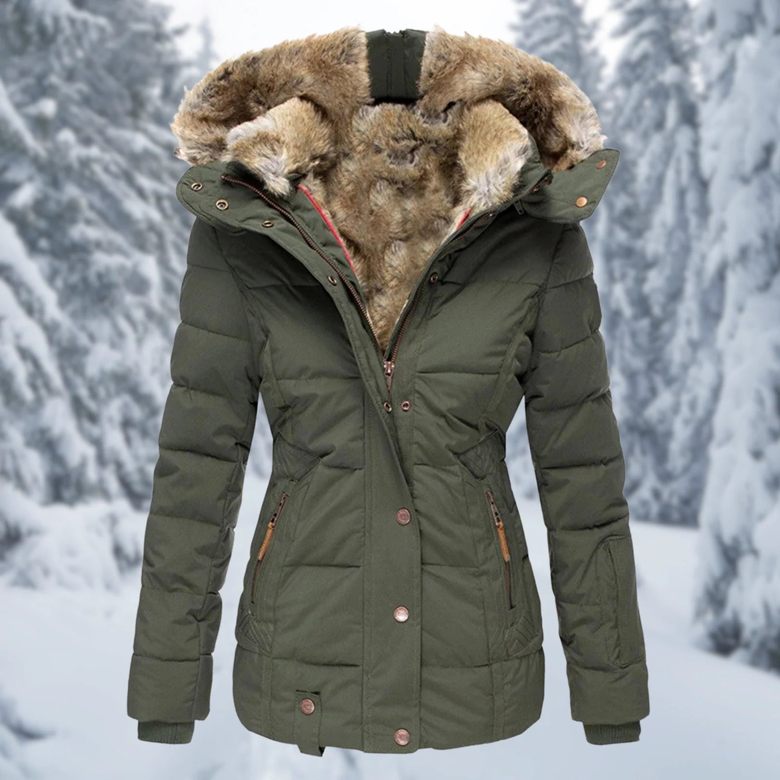 Women’s Winter Jacket With Faux Fur Hood | Quilted - Mason Luxor