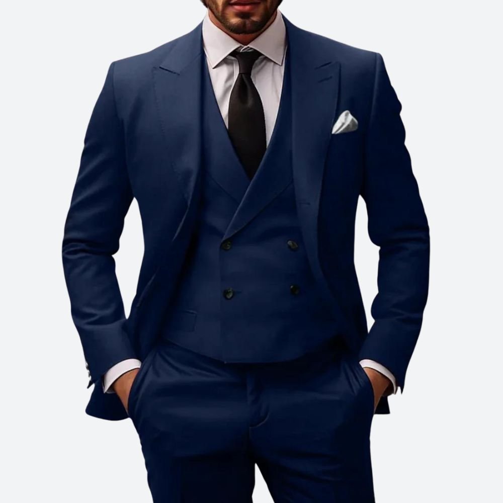 Zerano | Tuxedo Suit for Men – 3 - Piece Slim Fit Cotton Blend - Mason Luxor