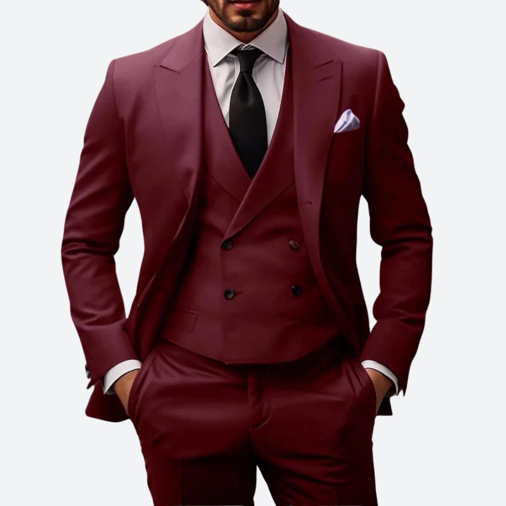 Zerano | Tuxedo Suit for Men – 3 - Piece Slim Fit Cotton Blend - Mason Luxor
