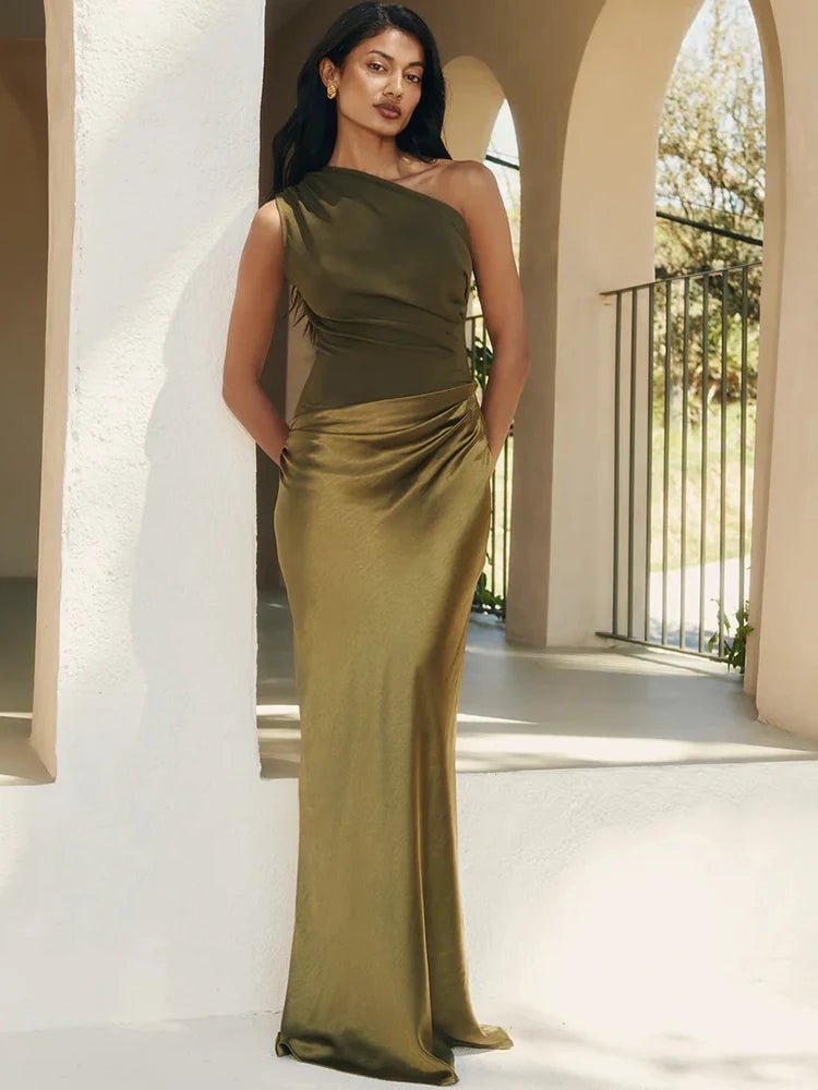 Athena | Satin One Shoulder Bodycon Dress - Mason Luxor