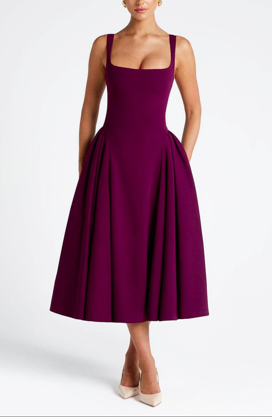 Mason | Elegant Midi Dress with Square Neckline - Mason Luxor