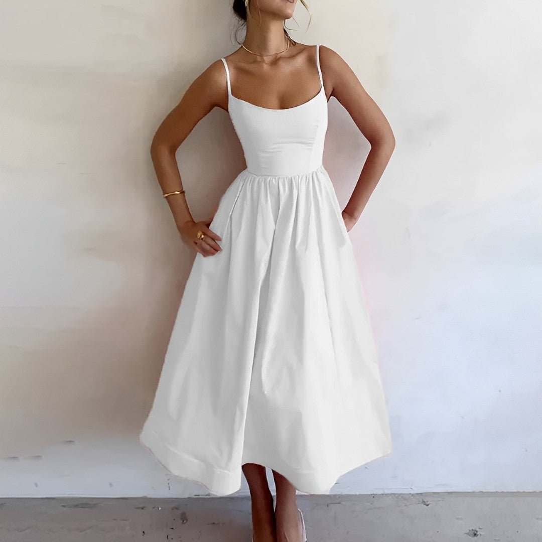 Sleeveless Cotton Midi Dress – Soft Fit & Flare Summer Style - Mason Luxor
