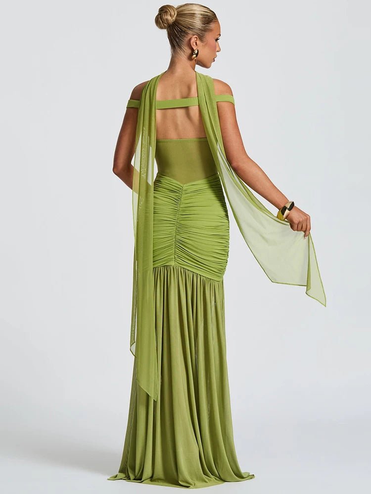Elegant Maxi Dress for Women – Off Shoulder Long Evening Gown with Slit - Mason Luxor