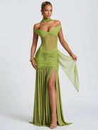Elegant Maxi Dress for Women – Off Shoulder Long Evening Gown with Slit - Mason Luxor
