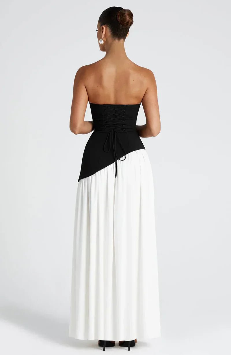 Celina | Strapless Draped Maxi Dress with Side Slit - Mason Luxor