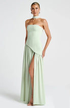 Celina | Strapless Draped Maxi Dress with Side Slit - Mason Luxor