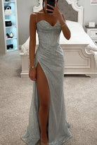 Mason | Luxurious Satin Corset Maxi Dress – Elegant Evening Dress with Thigh - High Slit - Mason Luxor Men Fashion