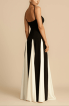 Elora | Black & White Panel Maxi Dress – Timeless Two - Tone Elegance - Mason Luxor