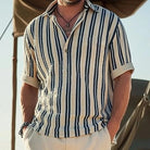 Mason | Classic Striped Cotton Shirt for Men – Breathable Summer Buttoned V - Neck - Mason Luxor