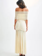 Mason | Elegant One - Shoulder Satin Apricot Dress – Backless Floor - Length Gown - Mason Luxor