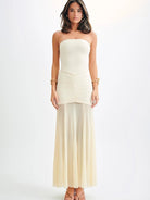 Mason | Elegant One - Shoulder Satin Apricot Dress – Backless Floor - Length Gown - Mason Luxor
