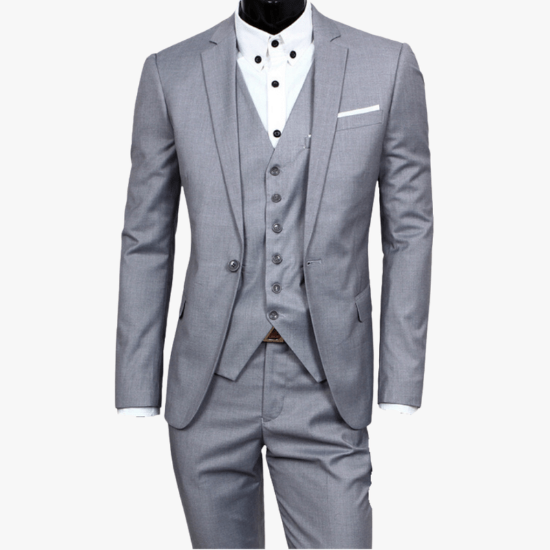 Mason | Formal 3 - Piece Suit for Men – Trousers, Waistcoat & One - Button Blazer – Perfect for Weddings or Business - Mason Luxor Men Fashion