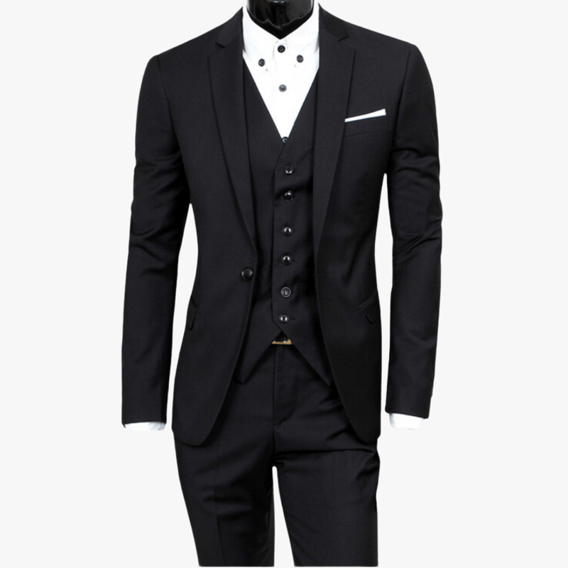 Mason | Formal 3 - Piece Suit for Men – Trousers, Waistcoat & One - Button Blazer – Perfect for Weddings or Business - Mason Luxor Men Fashion