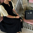 Mason | Knit Button Midi Dress – Contrast Sleeve Style - Mason Luxor