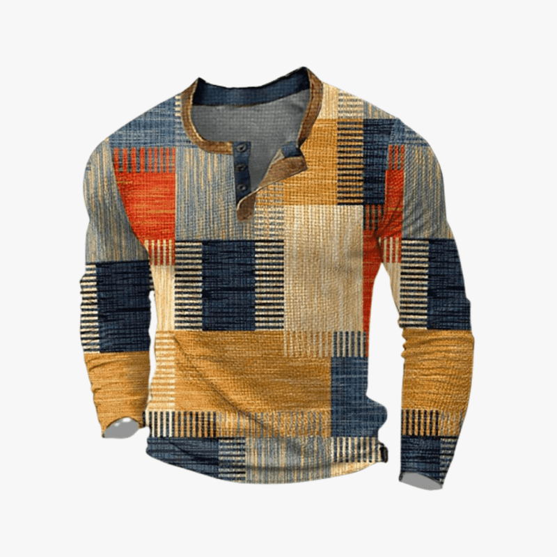 Mason | Long Sleeve Retro Style Top for Men - Patchwork Look - Mason Luxor Men Fashion