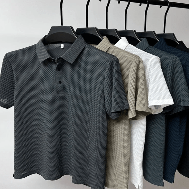 Mason Luxor Men Fashion Clothes Mason | 4-Season Waffle Knit Polo Shirt for Men – Soft Silk Blend