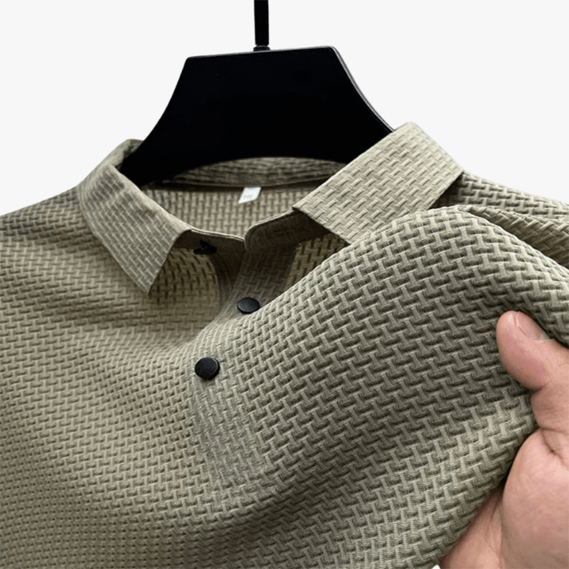 Mason Luxor Men Fashion Clothes Mason | 4-Season Waffle Knit Polo Shirt for Men – Soft Silk Blend