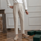 Mason Luxor Men Fashion Pants Mason | Men’s Pleated Cotton Trousers – High Waist Tailored Fit Pants