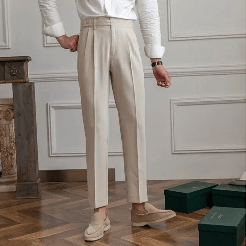 Mason Luxor Men Fashion Pants Mason | Men’s Pleated Cotton Trousers – High Waist Tailored Fit Pants