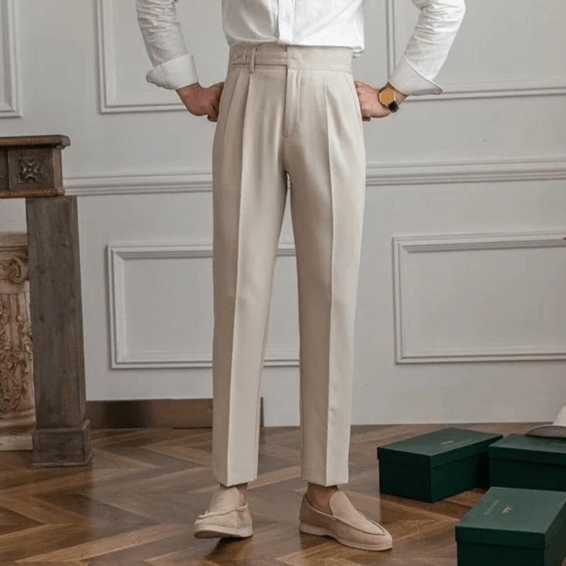 Mason Luxor Men Fashion Pants Mason | Men’s Pleated Cotton Trousers – High Waist Tailored Fit Pants
