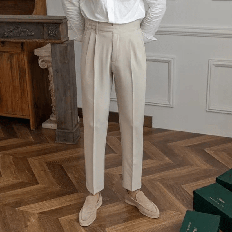 Mason Luxor Men Fashion Pants Mason | Men’s Pleated Cotton Trousers – High Waist Tailored Fit Pants